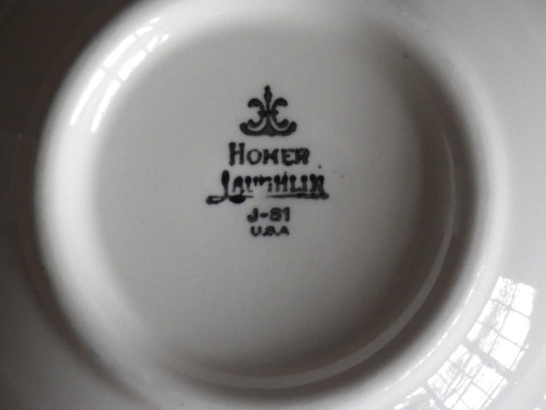 2 Soup Bowls Homer Laughlin Blue Vines and Flowers Pattern Cereal Dish 7 inch Made in USA J-81 Navy Azul Cobalt Dinner Ware Replacement Pair