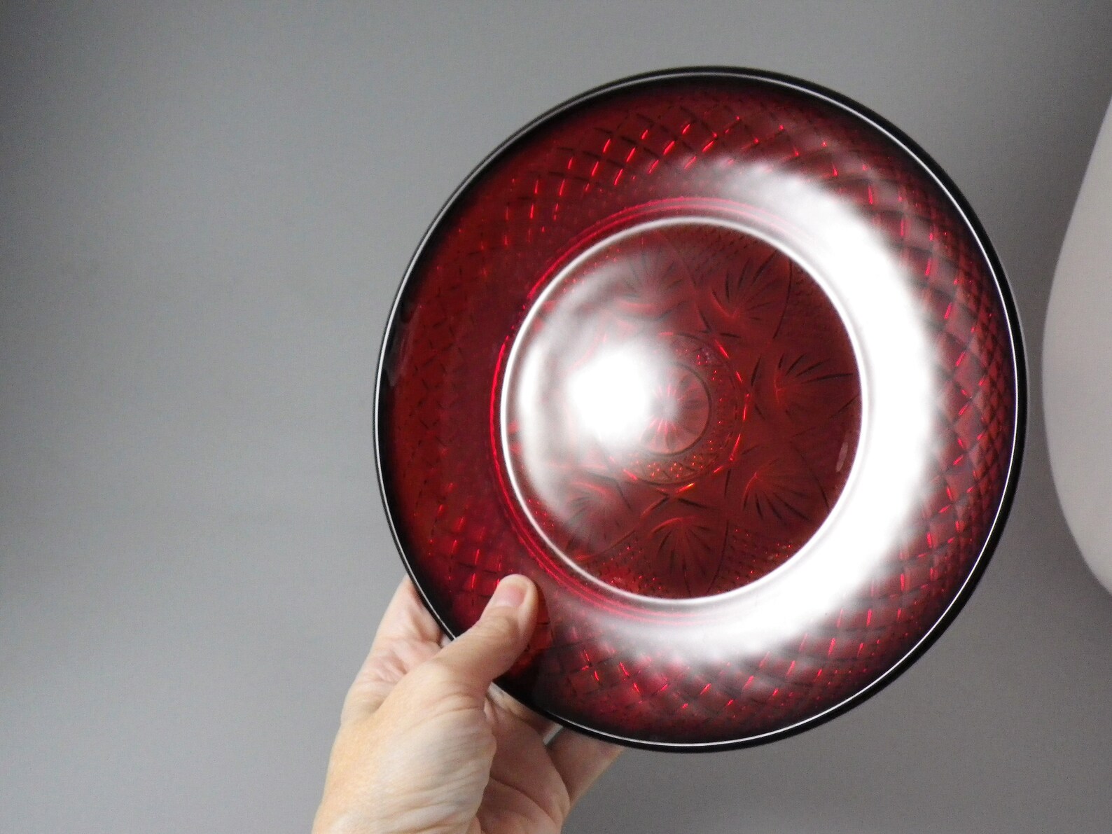 Set of 4 Glass Lunch Plates in Antique Ruby Pattern by CRISTAL Etsy