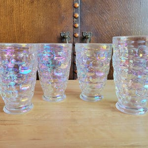 Set of 4 Tumblers in Colonial Iridescent from Federal Glass - 3 of the 10oz and 1 of the 12oz - c. 1960&#39;s