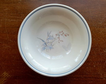 Set of 2 Coupe Cereal Bowls - KILKEE by Noritake - Keltcraft Ireland - Vintage 1980's - White Butterflies and Pastel Flowers