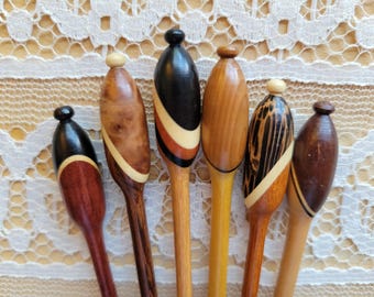 Binche Custom Turned Wood Bobbins - Artisan Spliced Wood Combos - 3-3/4" -YOU CHOOSE- Sold Individually - Hand Crafted - De-stash Group 28
