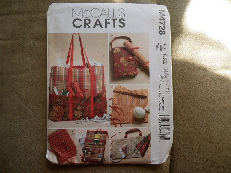 Tote Bags Craft Case Organizer Mccall S Crafts Pattern M4728 Projects Knitting Needles Case Crochet Hook Sewing Pocket Organizers Guide