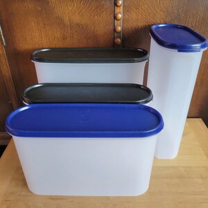 Tupperware Modular Mates Oval and Super Ovals - Various Sizes and Colors - Sheer Container - Blue, Black Lids