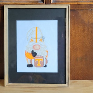 University of Tennessee Football Gnome Completed Cross Stitch for Framing 8x10 - Frame and Mat Not Included - TN Volunteers