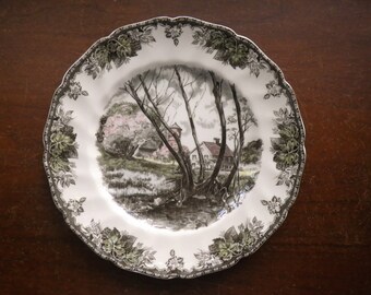 YOU CHOOSE- Large Dinner Plates by Johnson Brothers, Vintage The Friendly Village Pattern, Made in England Backstamp, English Farmhouse