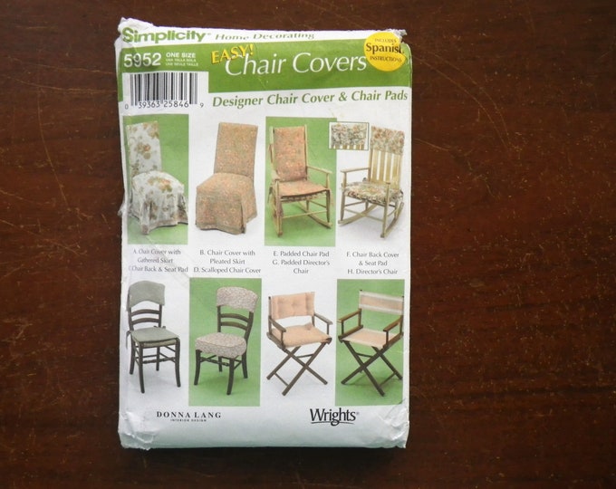 UNCUT Simplicity 5952 Easy Chair Covers Backs and Seat Pads Home Decorating Pattern C. 2002