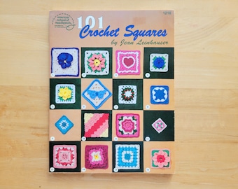 101 Crochet Squares Book - American School of Needlework 1216 - c. 1996 - Jean Leinhauseer - 100 pages