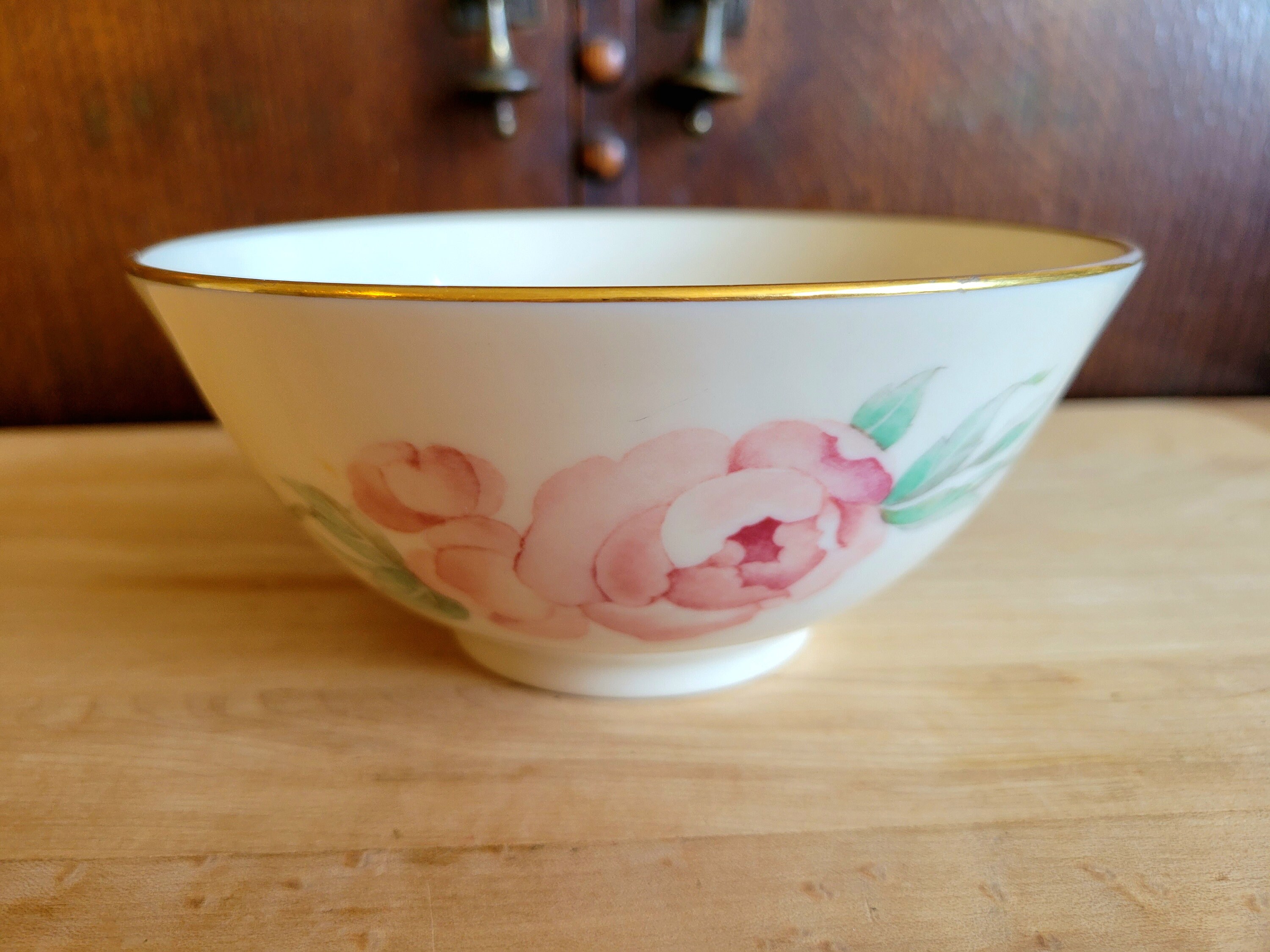 Lenox Chatsworth Collection Bowl - Vintage Pink & Blue Flowers on