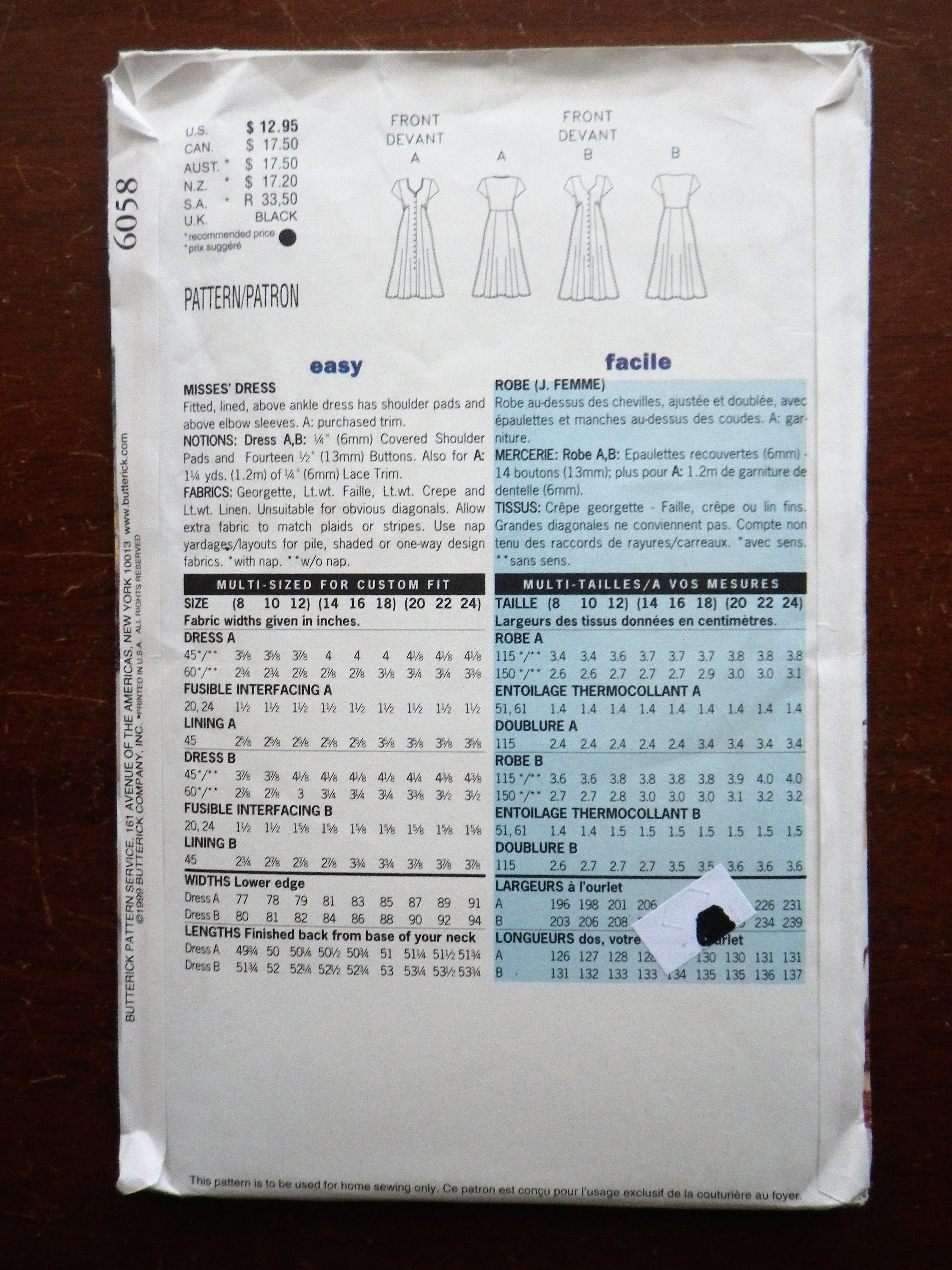 Butterick Pattern 6058 Misses Fitted Dress Size 8 10 12 - Etsy