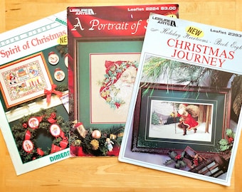 Christmas Cross Stitch Pattern -CHOOSE ONE- Spirit of Christmas -or- A Portrait of Santa -or- Christmas Journey Holiday Heirlooms, Book 8