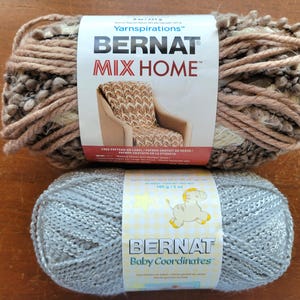 1 Skein Bernat Yarn -YOU CHOOSE- Baby Coordinates in Soft Grey -or- Mix Home in Cafe Au-lait