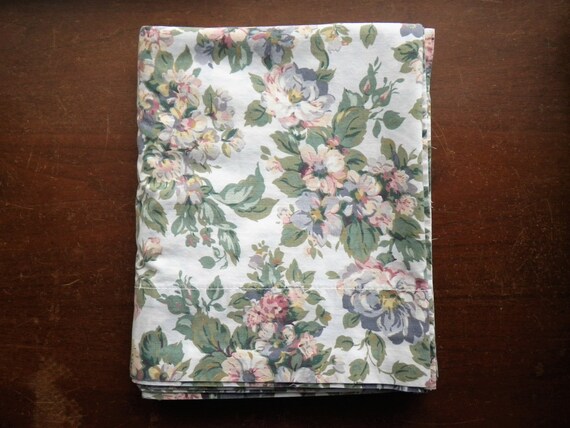 Dan River Flat Bed Sheet Full Size Vintage Muslin Floral Pattern Bedding  Linens Fabric Sewing Crafting Percale Double Pink Blue Flowers - Etsy