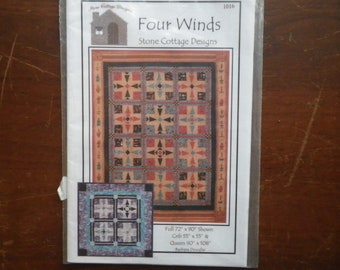 Quilt Pattern Kit FOUR WINDS #1016 by Stone Cottage Designs Finished Quilt Sz Full Queen or Crib Barbara Douglas Traditional Sewing Quilts
