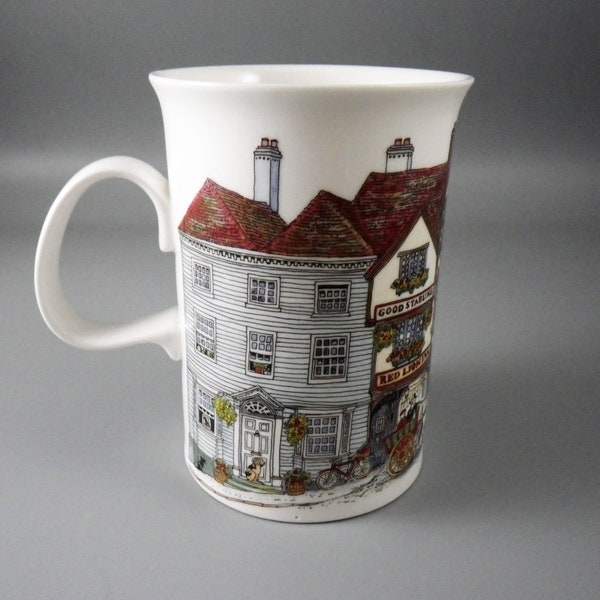 Village Inn's Mug 4" by Dunoon Ceramics Made in England Wrap Around Pattern Coffee Tea Cup by Sue Scullard Fine Bone China Mug Exchange Gift