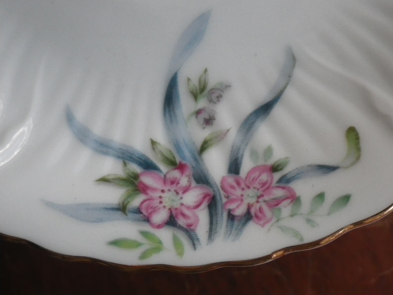 6 Saucers Small Plates GAYETY Pattern by Victorian China Made in Occupied Japan Vintage Gift Floral Flowers Gold Trim Serving Side Plate