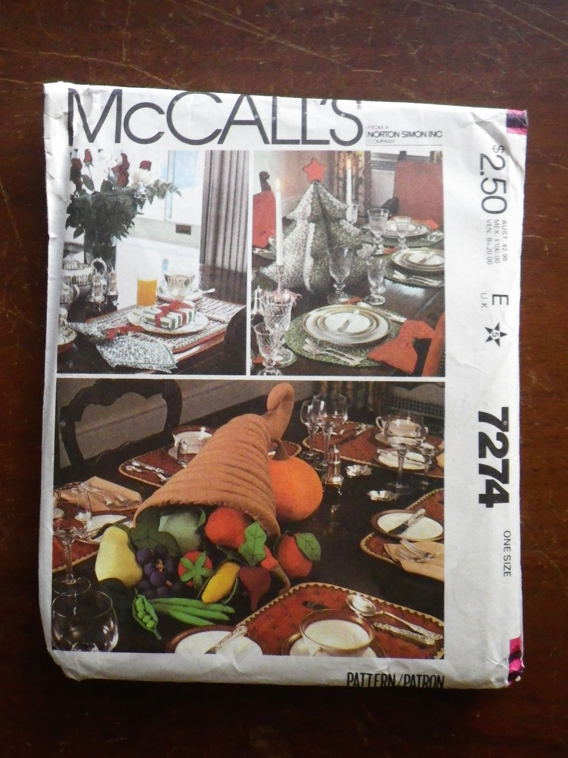 Mccall's Pattern 7274 HOLIDAY TABLE SETTINGS Home Decor Etsy