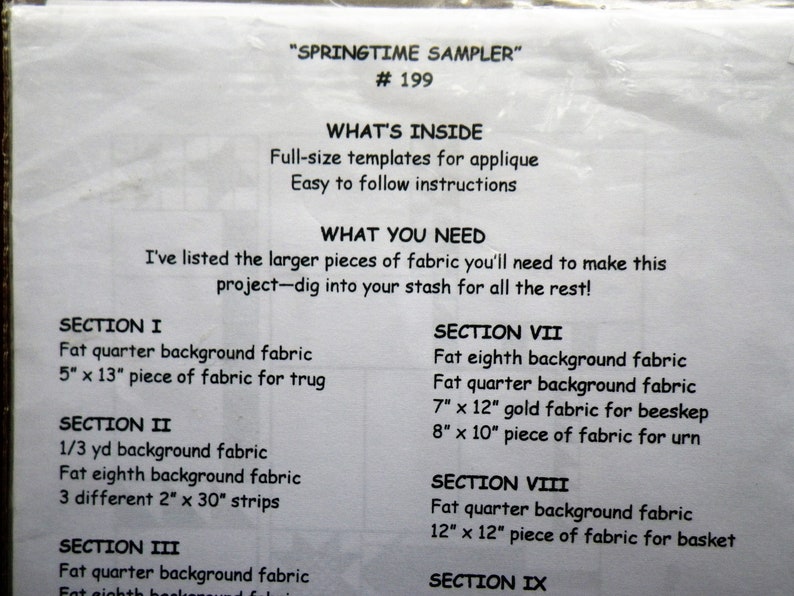 Springtime Sampler Quilt Pattern #199 From Country Quilts - 60x68 ...