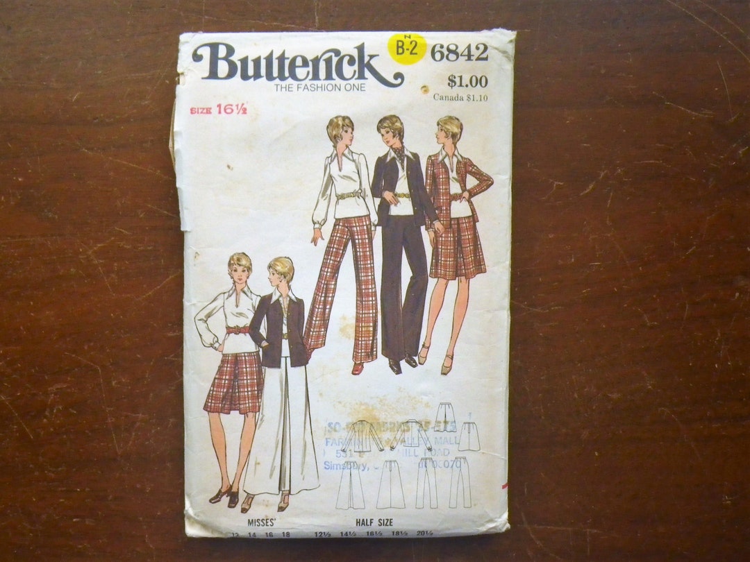 Butterick Pattern 6842 Misses Jacket Skirt Pants Blouse Size 16-1/2 ...