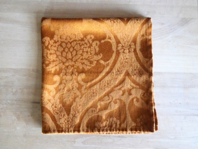 4 Vintage Damask Cloth Napkins in Burnt Orange Floral Autumn Etsy