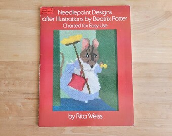 Needlepoint Designs Booklet after Illustrations by Beatrix Potter - Charted for Easy Use by Rita Weiss from Dover Needlework Series c. 1976