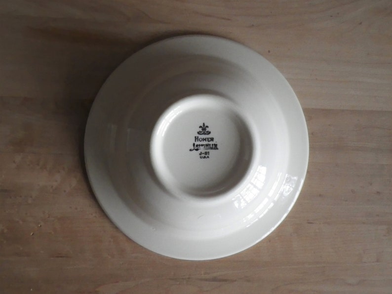 2 Soup Bowls Homer Laughlin Blue Vines and Flowers Pattern Cereal Dish 7 inch Made in USA J-81 Navy Azul Cobalt Dinner Ware Replacement Pair