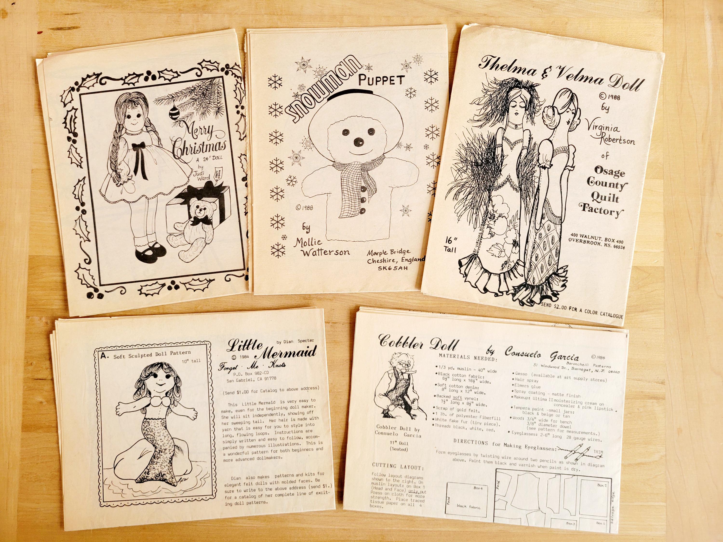 Vintage Doll Patterns - C. 1980's -YOU CHOOSE- Merry Christmas