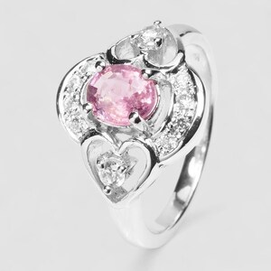 Bague en argent sterling et spinelle rose vif, pierre précieuse naturelle, style minimaliste à porter au quotidien