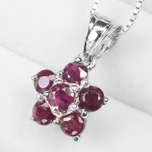 Anhänger aus Sterlingsilber mit natürlichem Rubin, rhodiniert, minimalistischer Schmuck