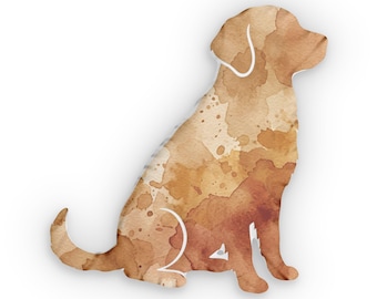 Watercolor Golden Retriever Pillow Custom Shaped Pillow | Dog Silhouette Home Decor