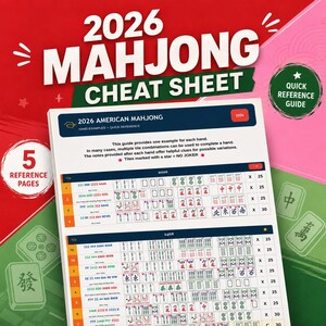 American Mahjong Cheat Sheet, Mahjong Rules Guide, Beginner Reference Card, Mahjong Hand Guide, Printable Mahjong Game Aid