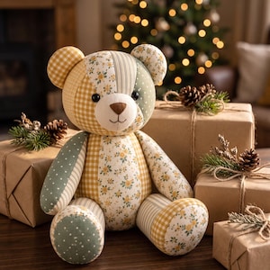 Memory Bear Sewing Pattern PDF, Keepsake Teddy Bear Pattern, Stuffed Animal Pattern, S M L Sizes, A4 Letter A0 Projector SVG DXF