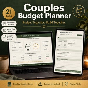 Couples Budget Planner | Income Split, Money Date, Debt Tracker (Excel, Google Sheets)