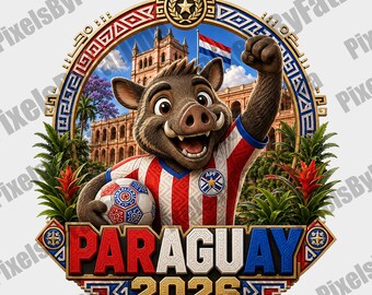 Paraguay Soccer Boar PNG, Paraguayan Football Mascot Digital Download, Sublimation Shirt Design