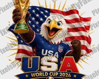 USA fotbollsmaskot PNG, VM 2026 fotbollsfan digital nedladdning, American Eagle sublimeringsskjortadesign
