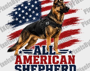 All American Shepherd PNG, Patriotic German Shepherd Digital Download, USA Dog Shirt Design, 4th of July PNG