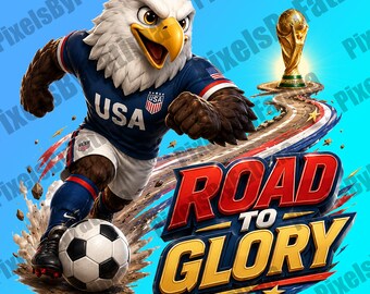 Águila de la selección de fútbol de EE. UU. PNG, diseño de fútbol Camino a la Gloria, gráfico patriótico de la Copa Mundial 2026, descarga instantánea para aficionados al fútbol estadounidense