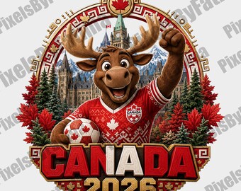 Canada Soccer Moose PNG, Football Mascot Digital Download, Maple Leaf Fan Sublimation Design for Shirts