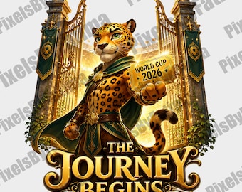 The Journey Begins PNG, Mexico World Cup 2026 Mascot Digital Download, Soccer Adventure Fantasy PNG for T-Shirt Printing