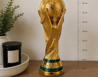 Trofeo de la Copa del Mundo de 36,8 cm y 1,4 kg / Acabado dorado / Decoración del Campeonato de Fútbol / Réplica del trofeo de la Copa del Mundo