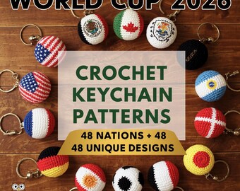 Patrones de llaveros de ganchillo – Paquete de naciones del Mundial 2026 (Descarga digital)