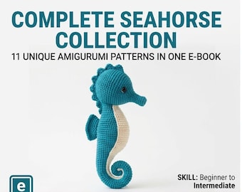 Crochet Seahorse Pattern Bundle | 10+ Amigurumi Seahorse PDF Patterns | Seahorse Plush | Digital Download | Beginner Crochet Ocean Animal