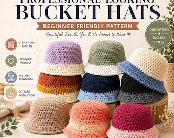Crochet Bucket Hat Pattern PDF | 10 Color Variations | Beginner Friendly | US Terminology | Instant Download