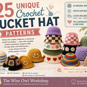 25 Unique Crochet Bucket Hat Patterns | Beginner to Advanced Designs (PDF Download)