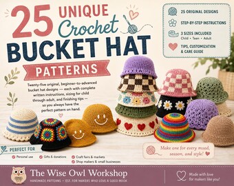 25 Unique Crochet Bucket Hat Patterns | Beginner to Advanced Designs (PDF Download)