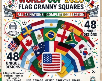 Patrón de ganchillo para la bandera del Mundial 2026 (descarga digital)