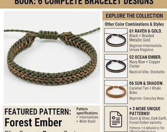 Libro de patrones para pulseras de macramé: 6 guías de nudos para principiantes (descarga digital)