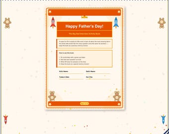 Libro de actividades para entrevistas del Día del Padre / Cuestionario infantil para papá (Descarga en PDF)