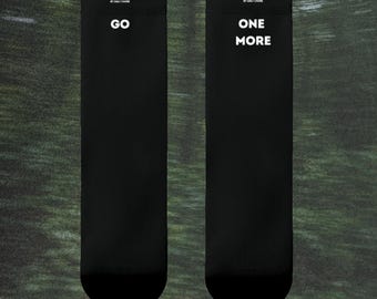 GO ONE MORE Running Socks with Motivation | Gift for Joggers - Gym & Marathon | Unisex Crew Socks