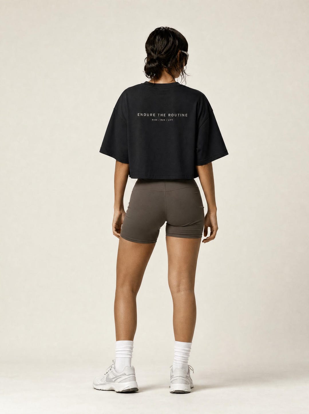 Oversize Crop Top "Endure the Routine, Ride, Run" — Daily Chore HYBRID DEPT. Crop Top