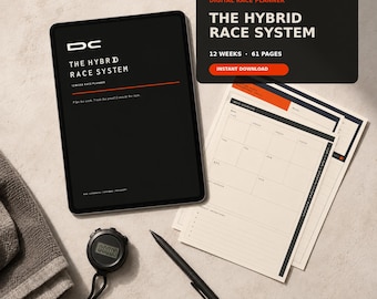 Hybrid Race Planner PDF, 12-Week Training Journal, Race Strategy and Workout Tracker